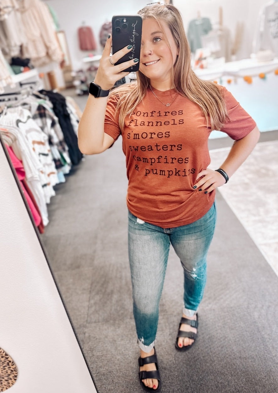 Fall Words Graphic Tee | Rust
