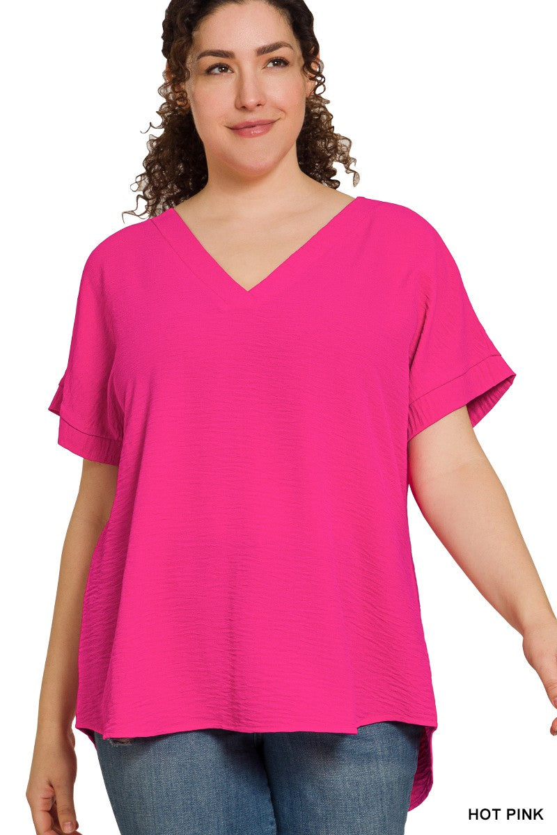 Andrea Hi-Low Knit Top | Hot Pink