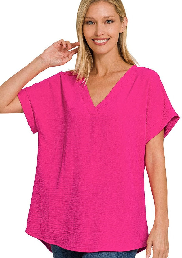 Andrea Hi-Low Knit Top | Hot Pink