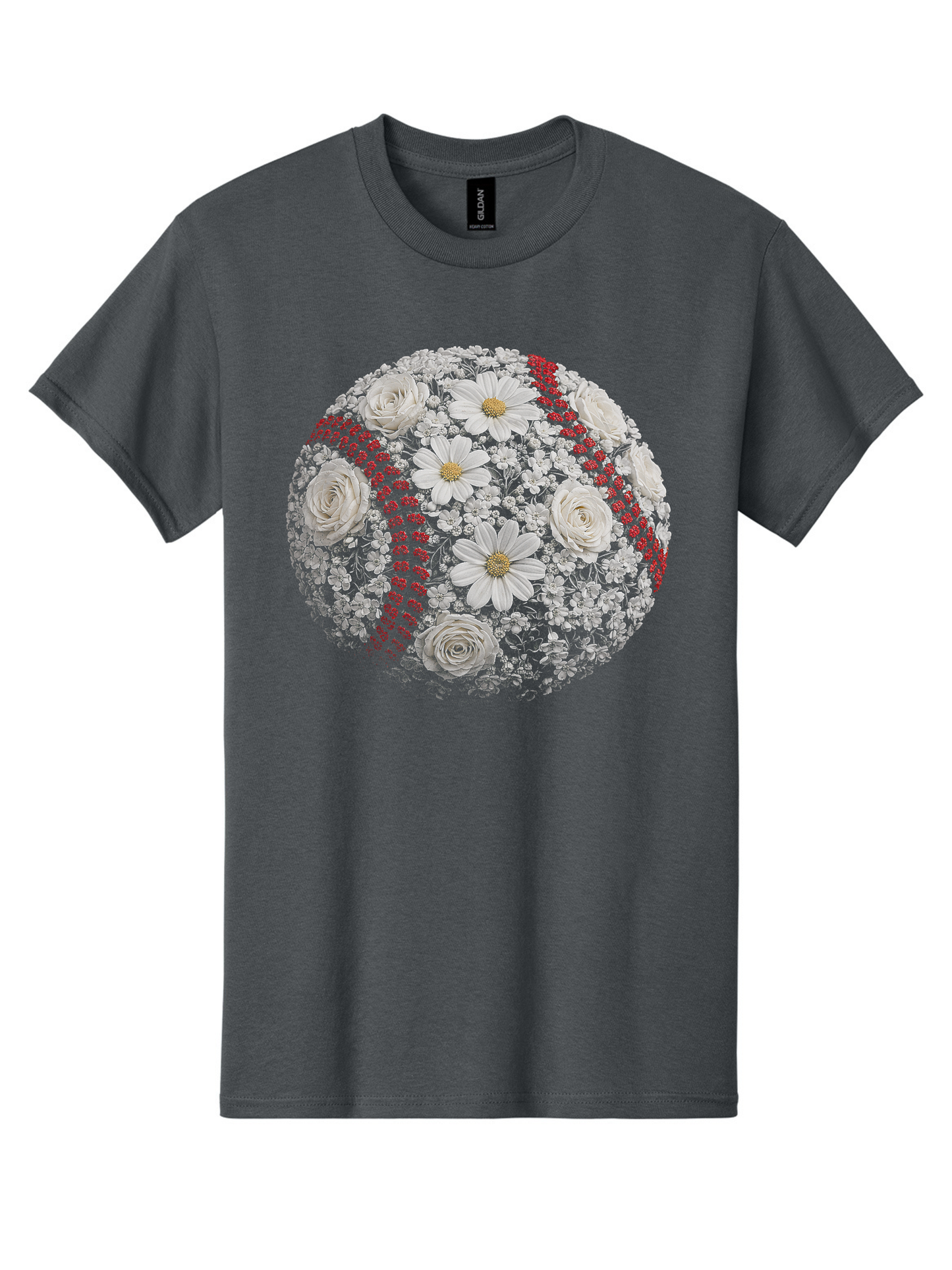 Floral Softball Graphic Tee | Charcoal