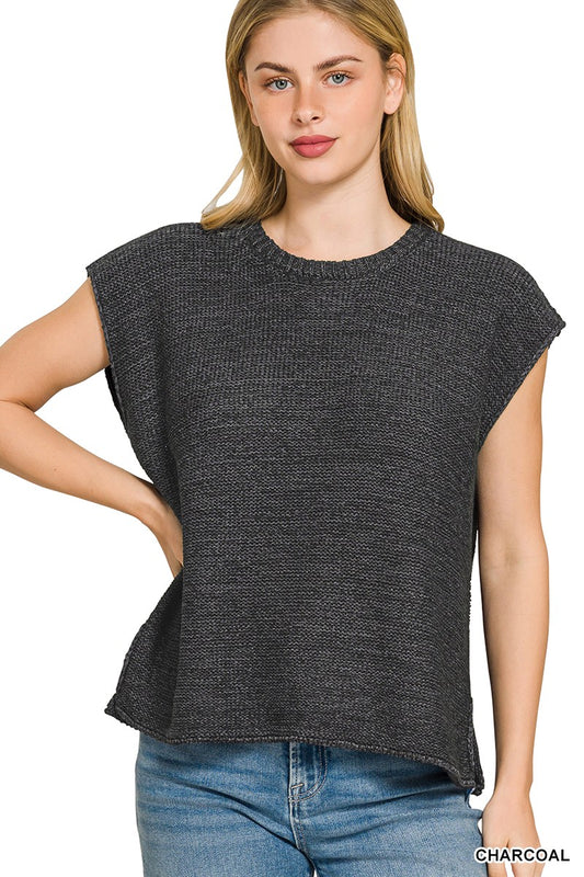 Vera Oversized Sweater Vest | Charcoal