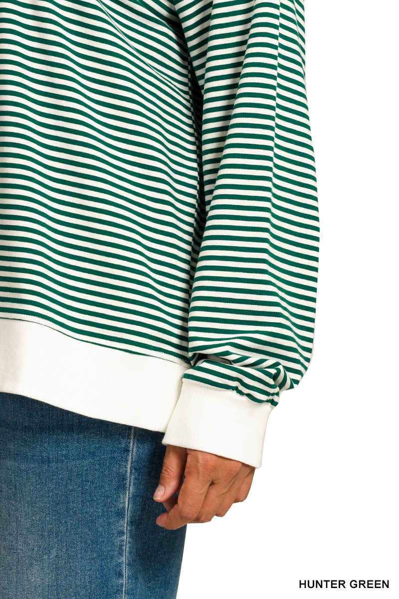 Selah Striped Pullover | Hunter Green