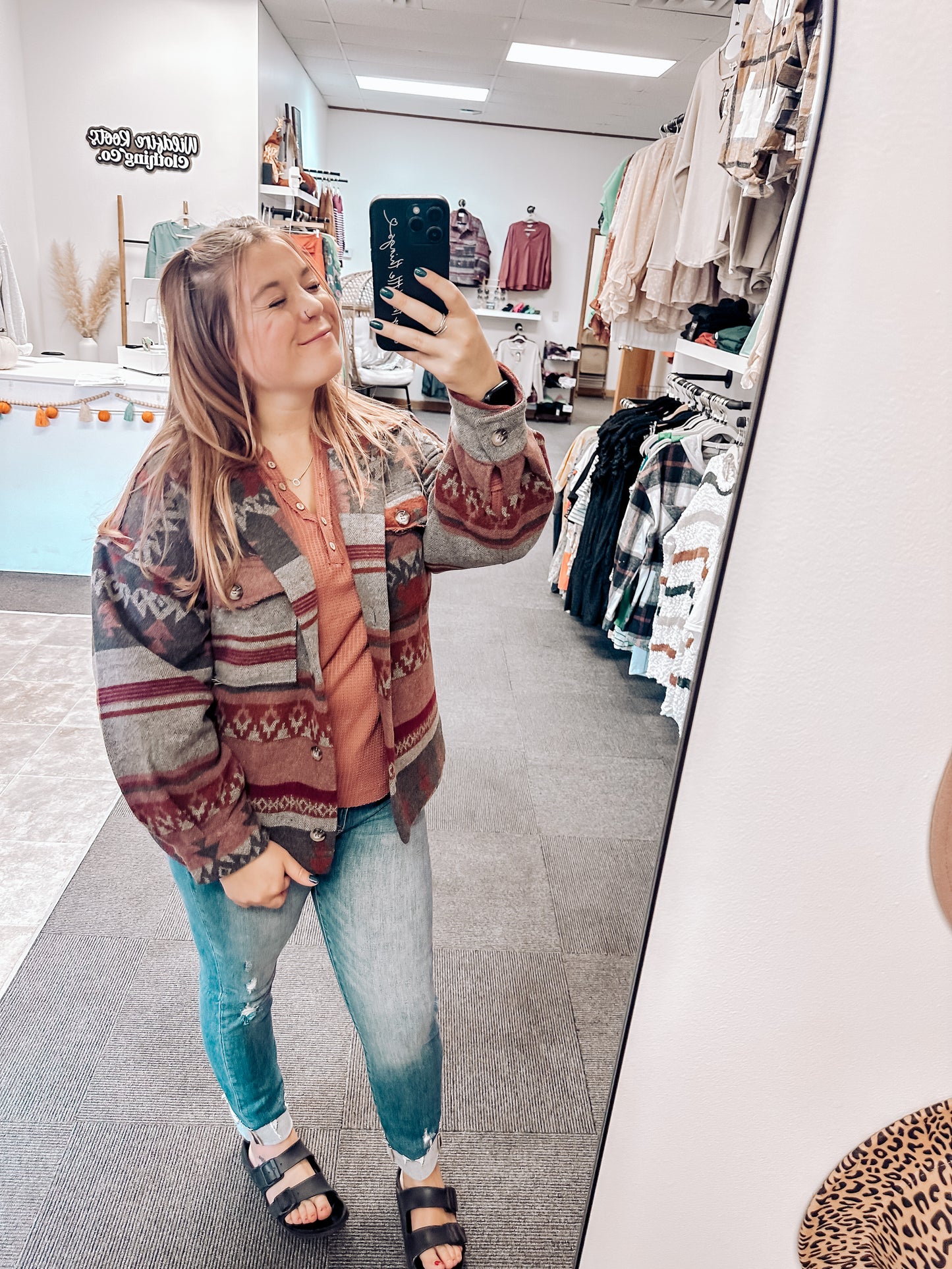 Riggs Aztec Oversized Shacket | Charcoal