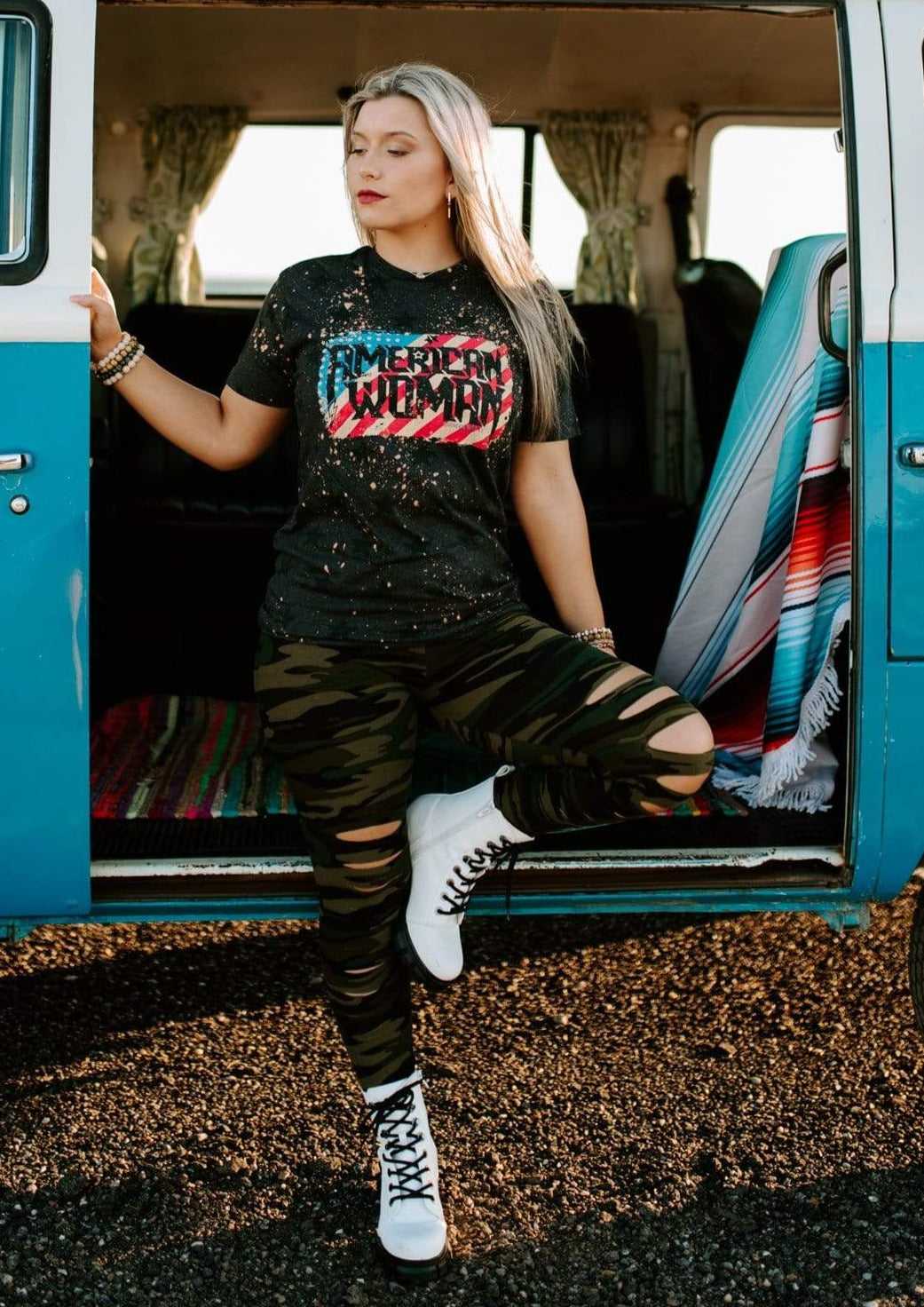 American Woman Star Bleached Tee