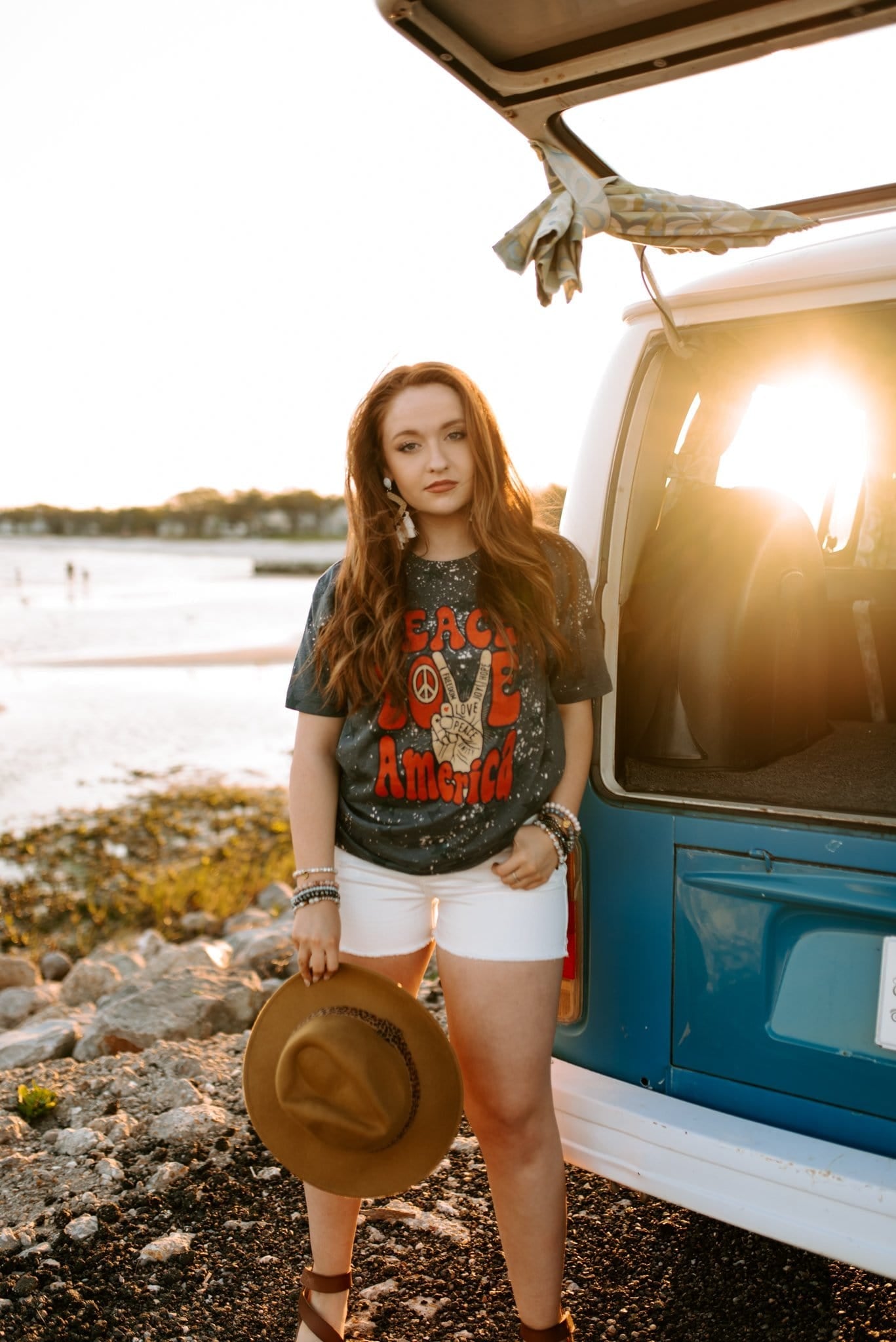 Peace Love America Bleached Star Tee