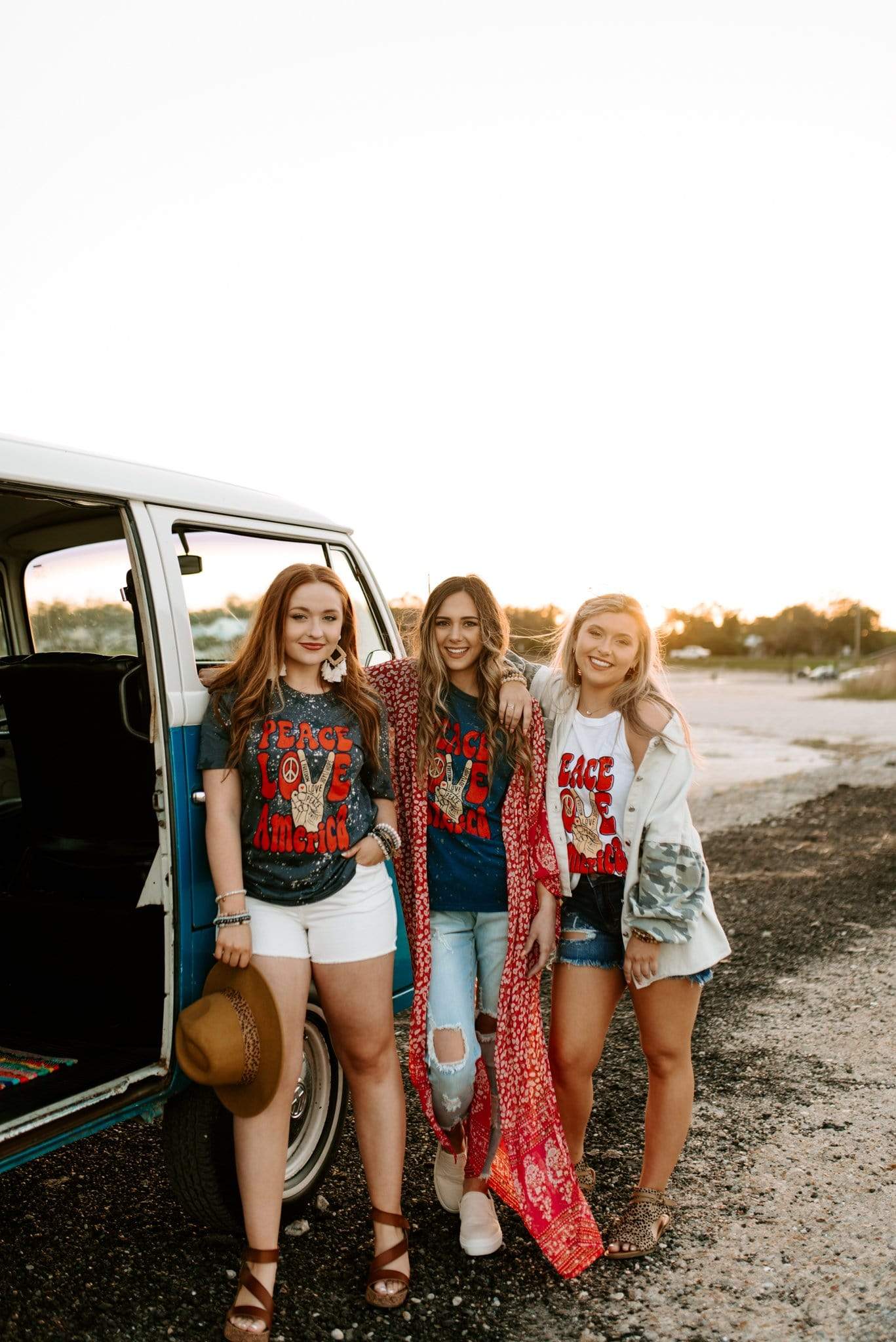 Peace Love America Bleached Star Tee