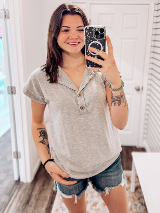 Kyra Dolman Sleeve Button Front Top