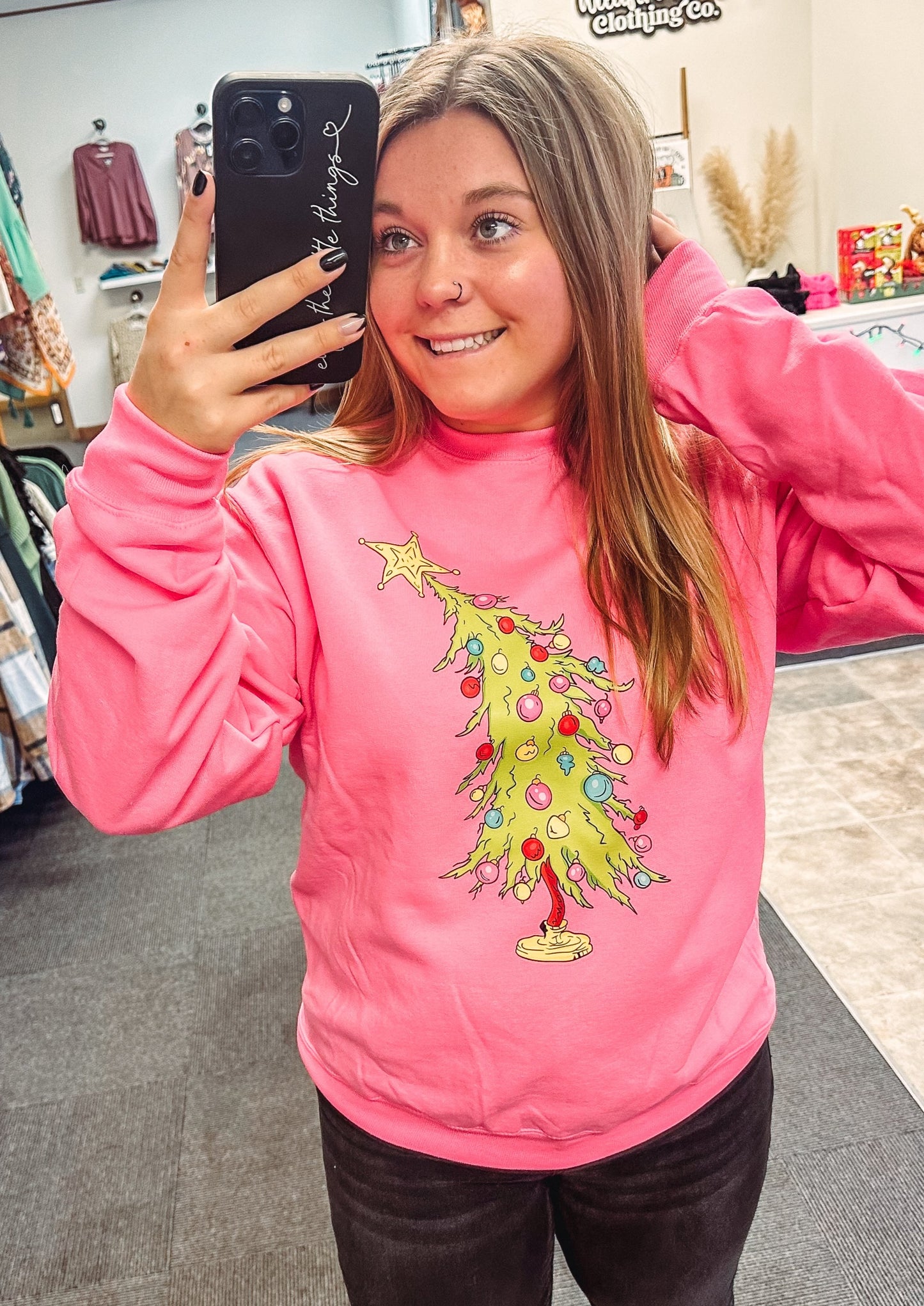 Christmas Tree Sweatshirt | Pink