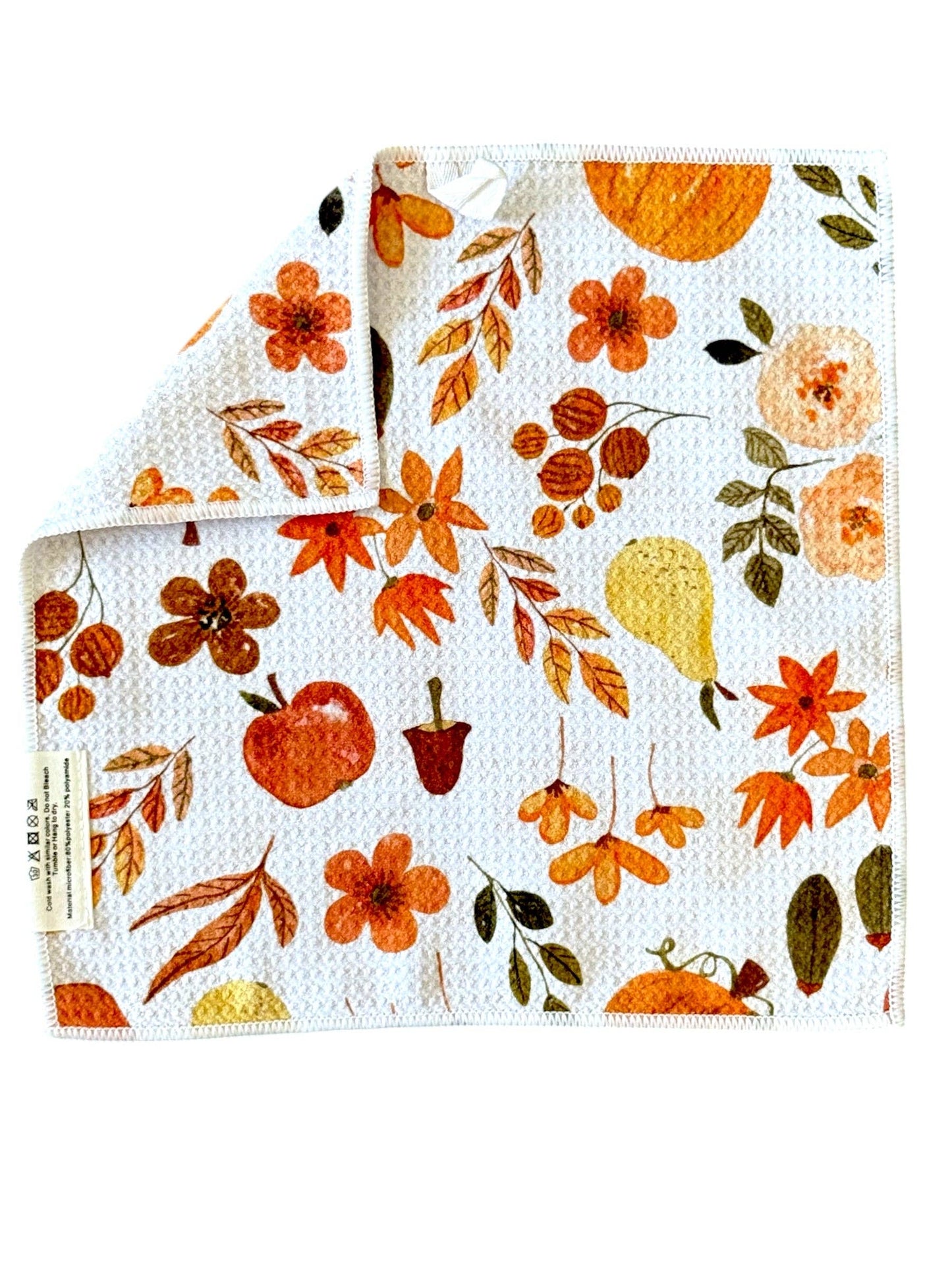 Pumpkin Spice: Double-Sided Washcloth: White / 12x12 in / Washcloth