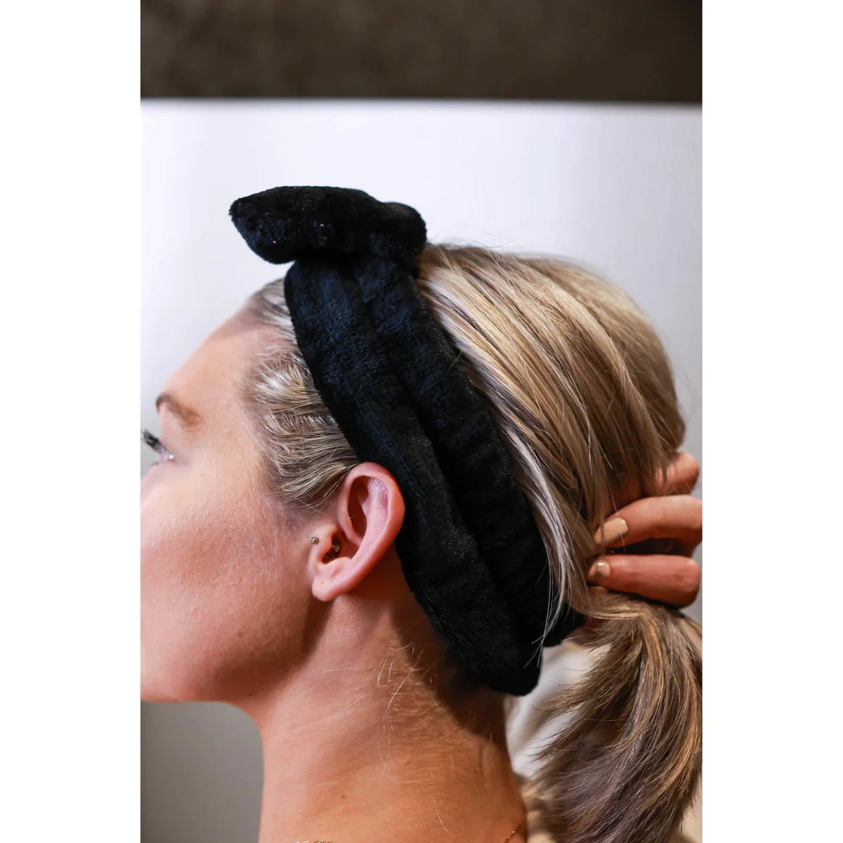 Soft Yoga Fleece Makeup Headband | Black