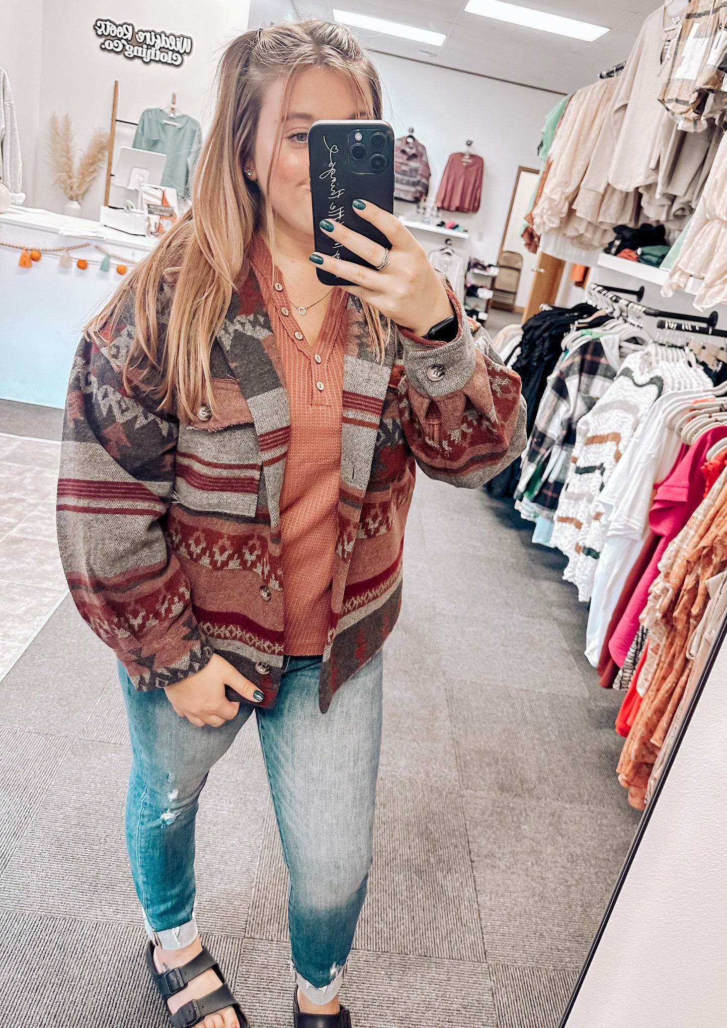 Riggs Aztec Oversized Shacket | Charcoal