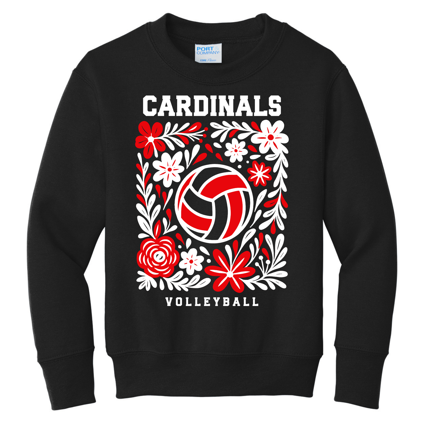 Cardinals Volleyball Floral Sweatshirt | Black