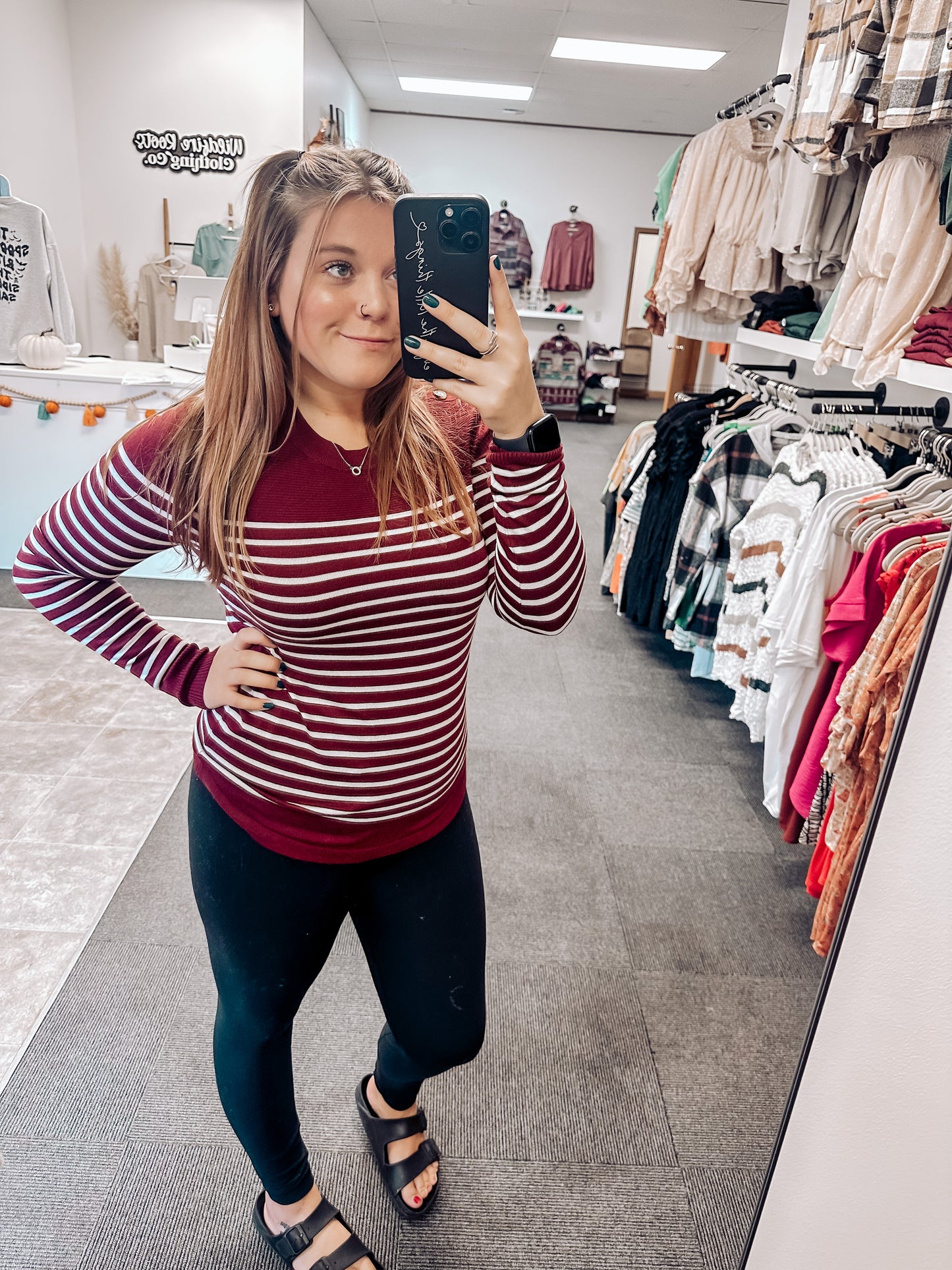 Kemper Striped Sweater | Burgundy