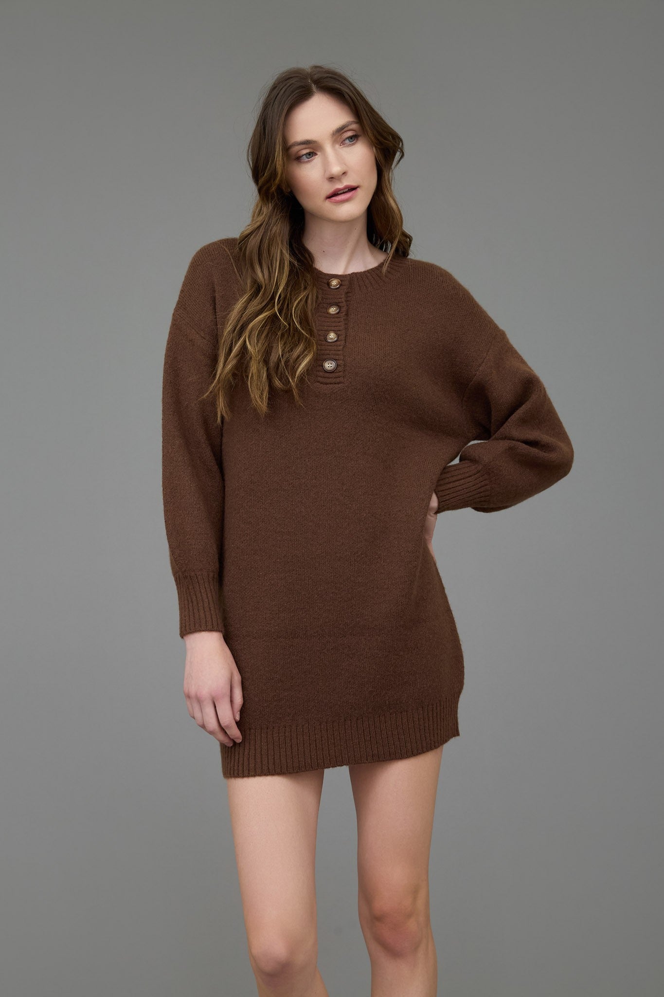 Allison Sweater Mini Dress | Coffee Bean