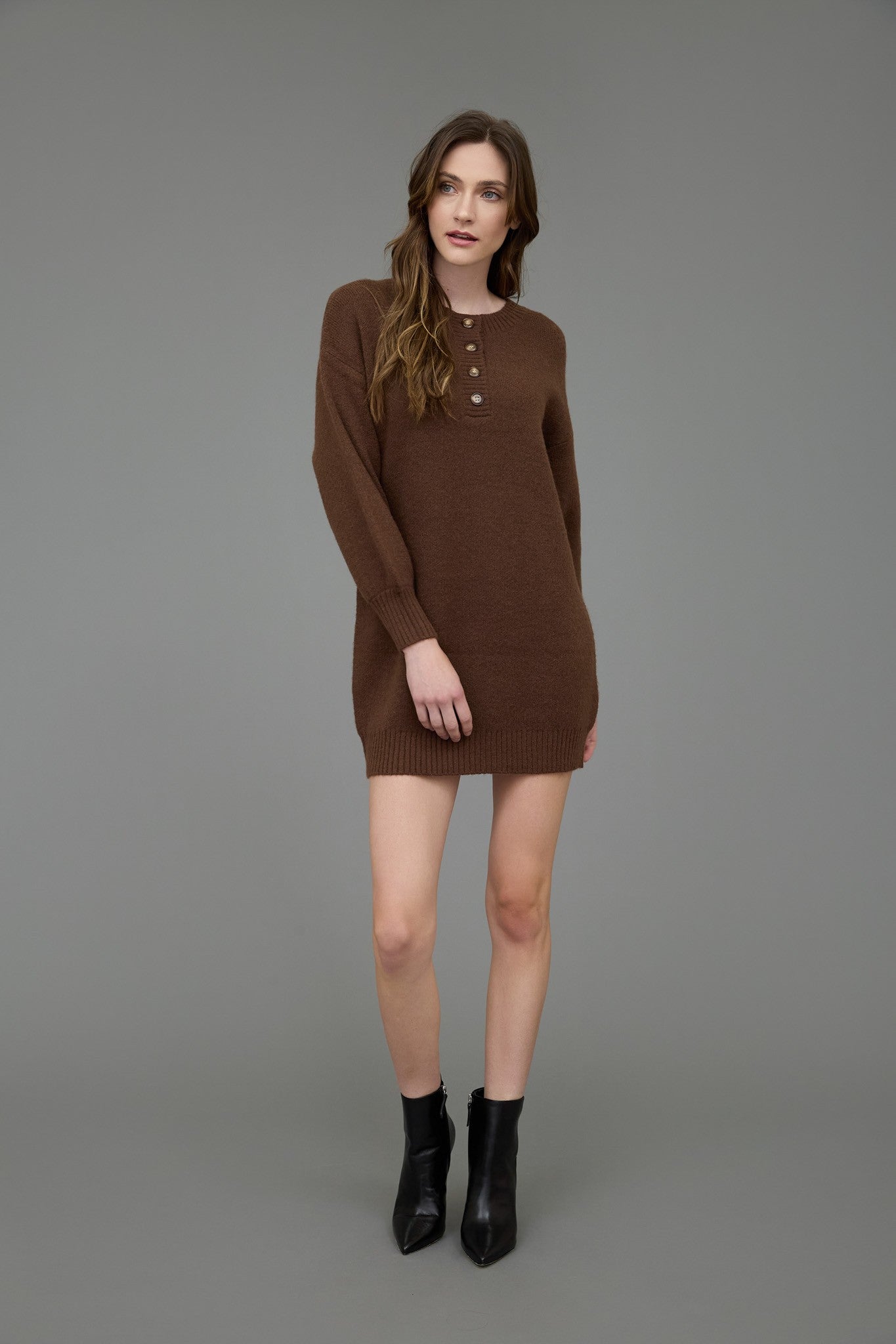 Allison Sweater Mini Dress | Coffee Bean