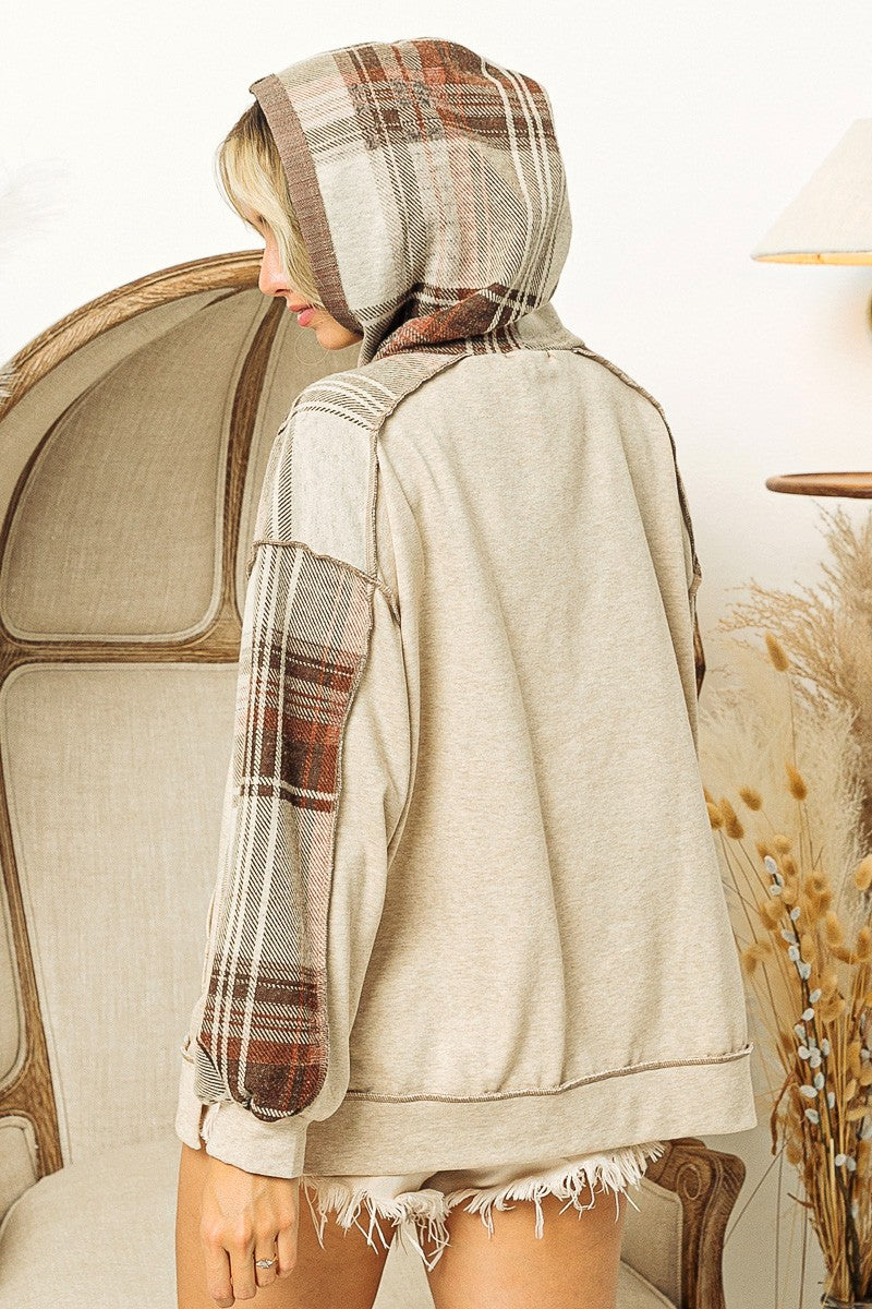 Ana Plaid Block Hoodie
