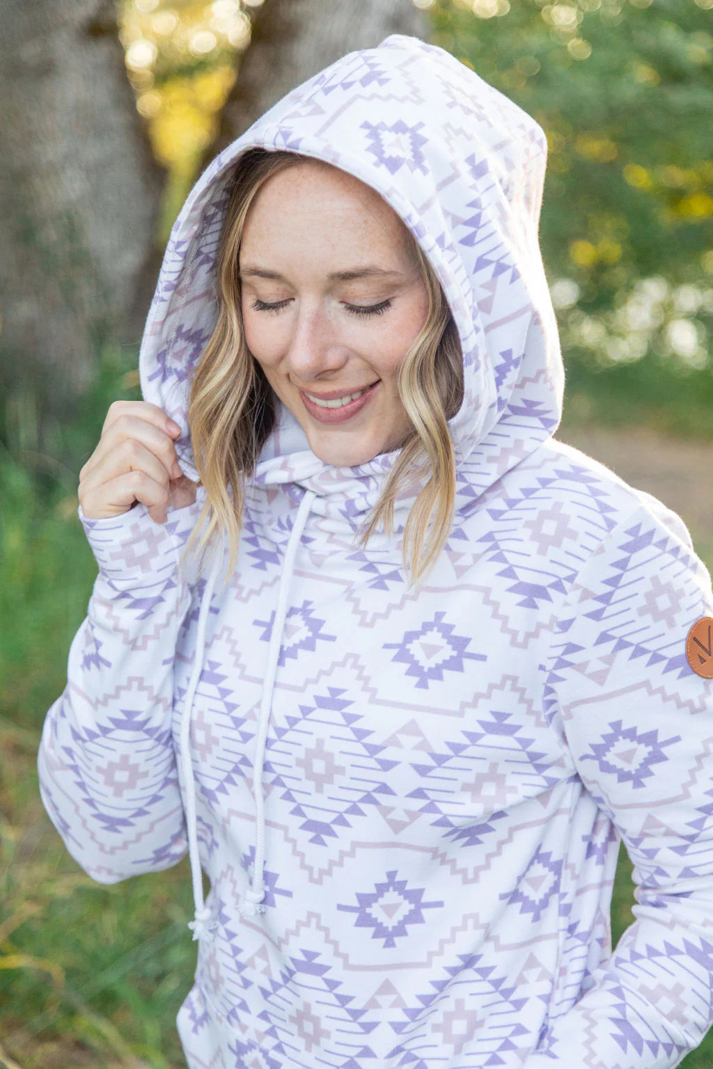 Ashley MM Hoodie | White Geometric