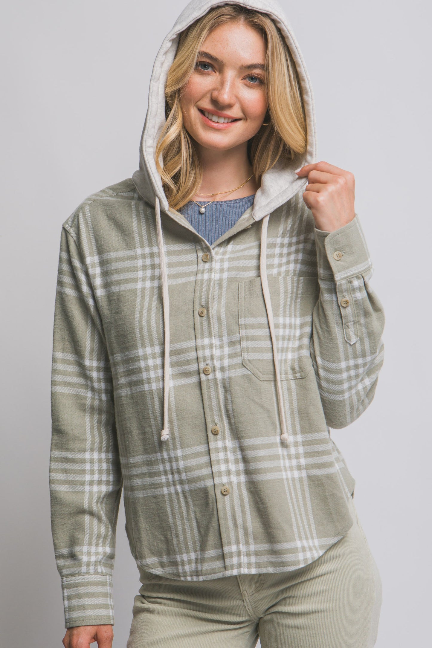 Becca Hooded Flannel Shirt | Olive