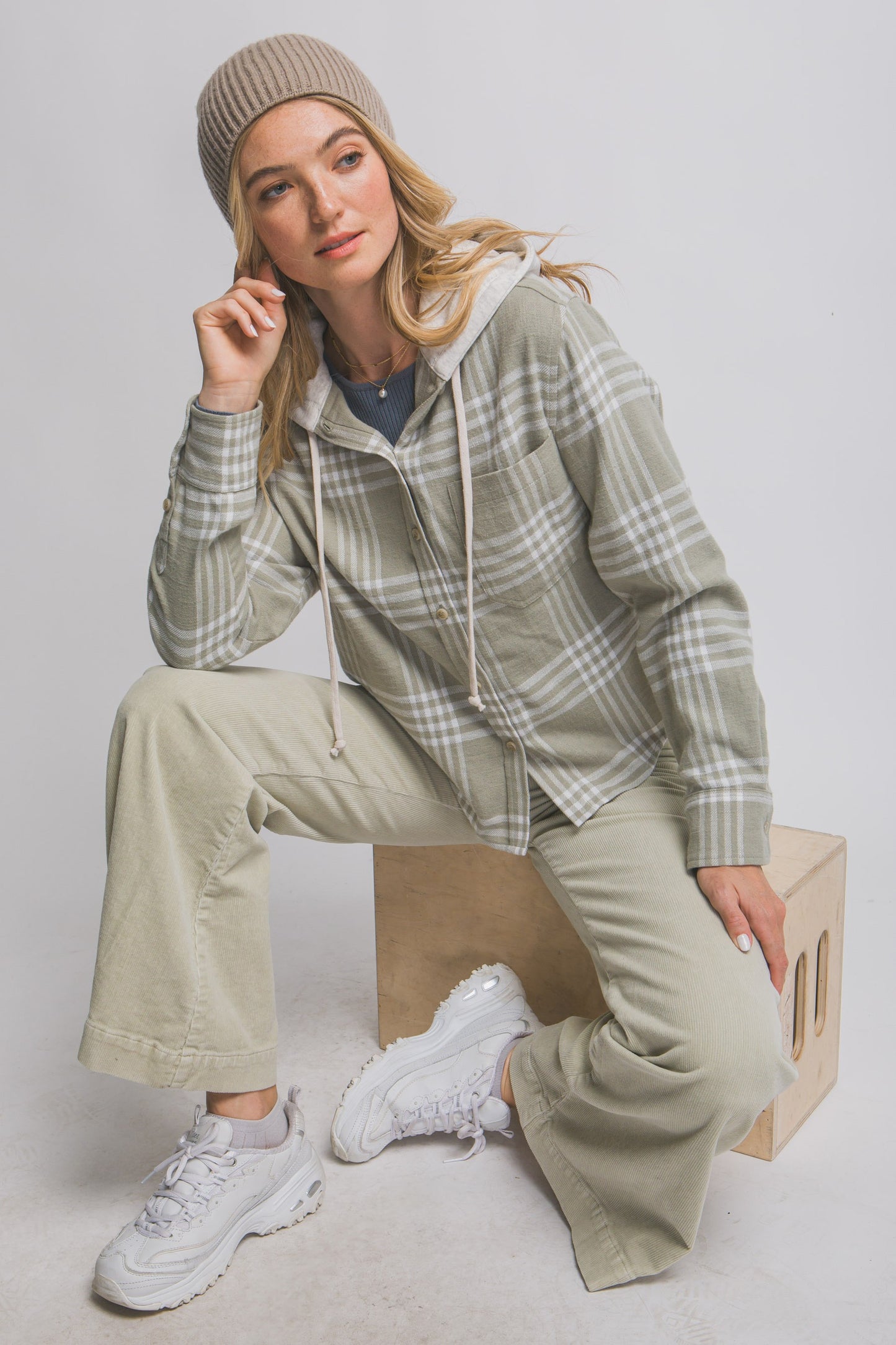 Becca Hooded Flannel Shirt | Olive