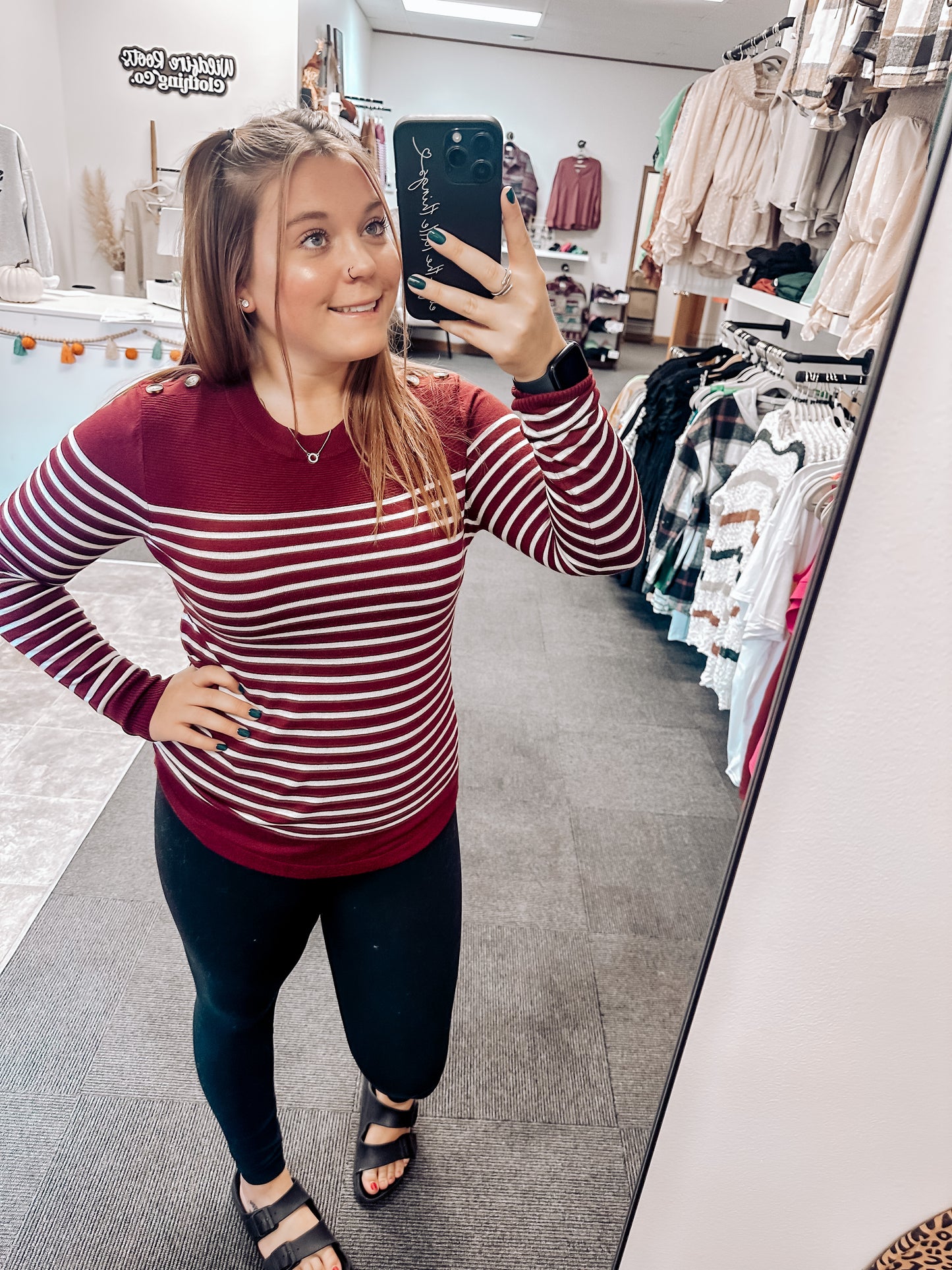Kemper Striped Sweater | Burgundy