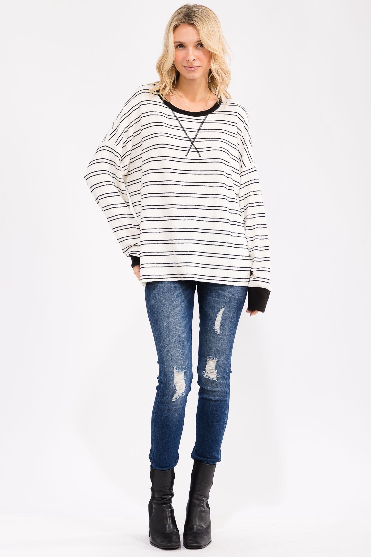 Cynthia Long Sleeve | Ivory/Black