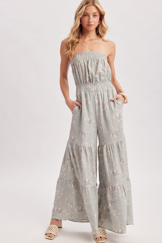 Daphne Smocked Floral Jumpsuit | Mint