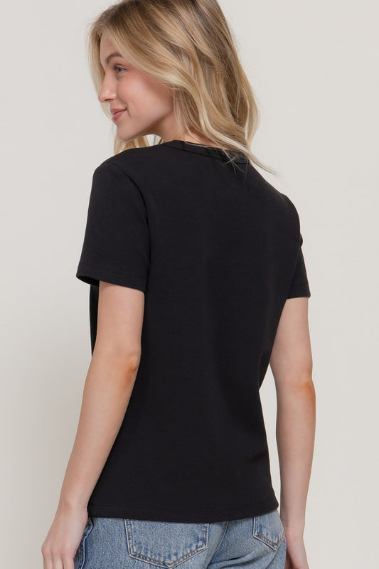 Dara Short Sleeve Top | Black