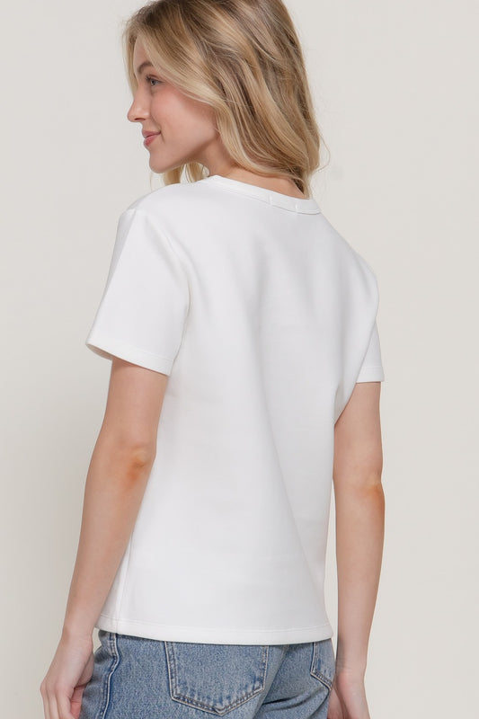 Dara Short Sleeve Top | White