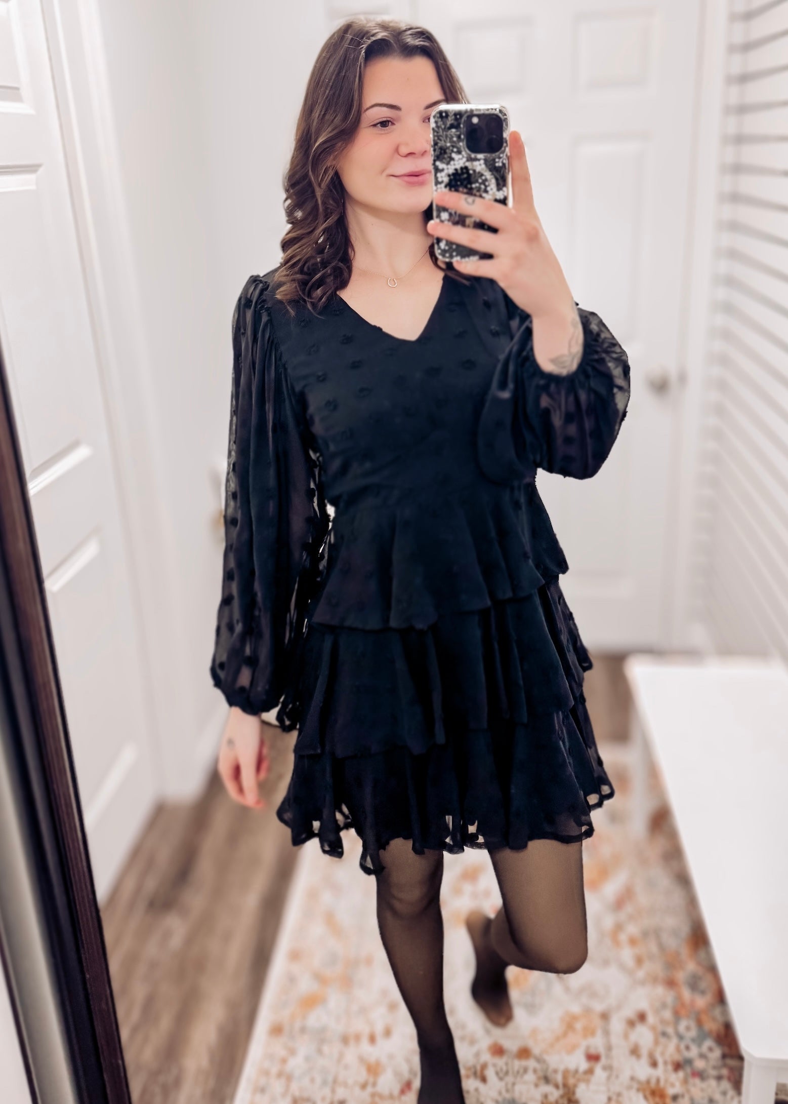 Averie Swiss Dot Mini Dress | Black 3X Averie Swiss Dot Mini Dress | Black 3X