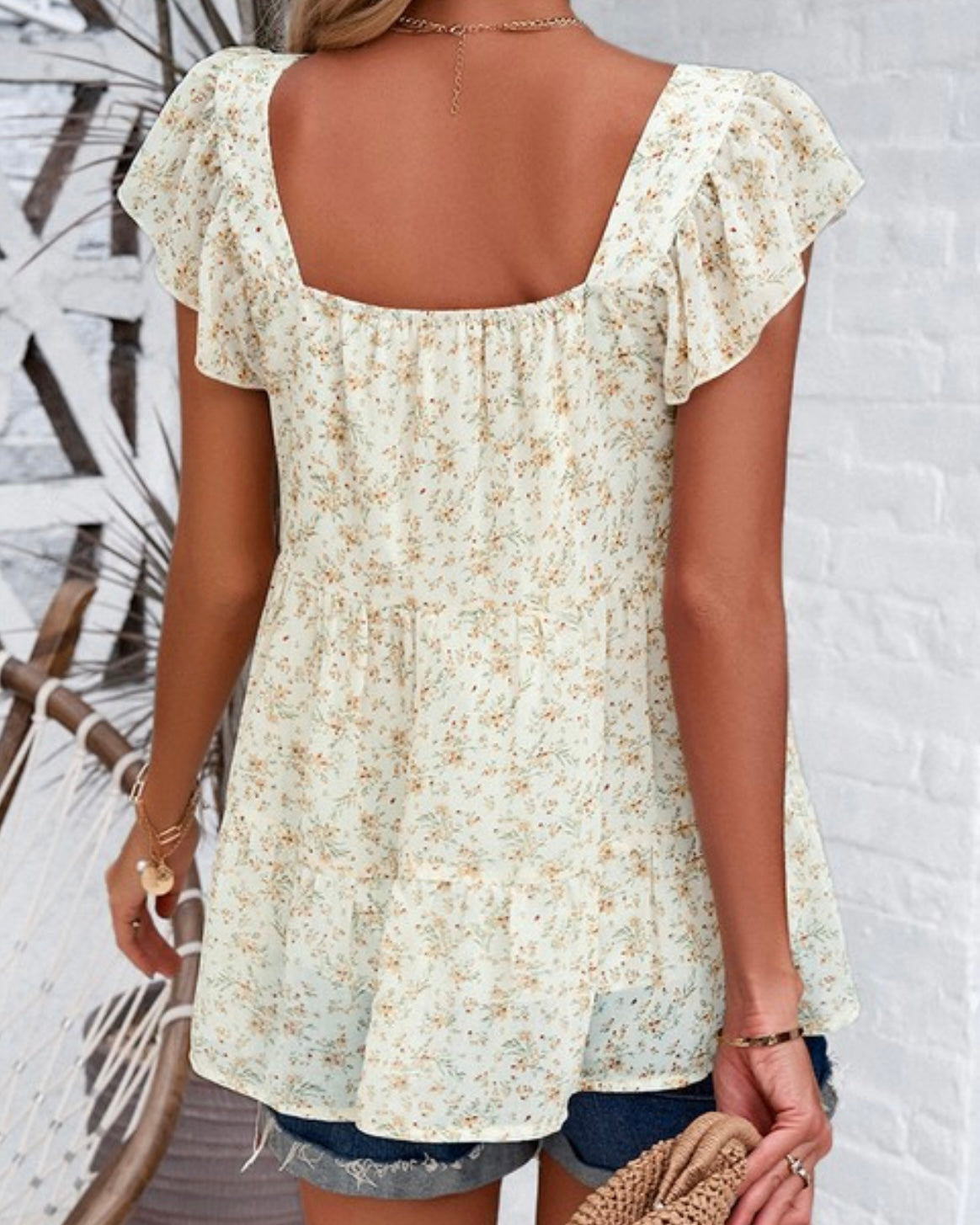 Gianna Floral Top | Beige