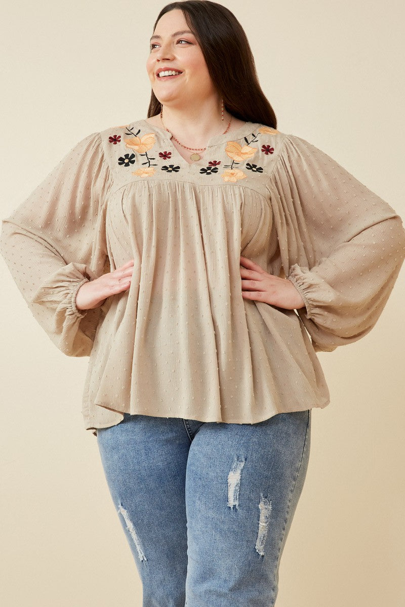 Gemma Swiss Dot Long Sleeve | Taupe