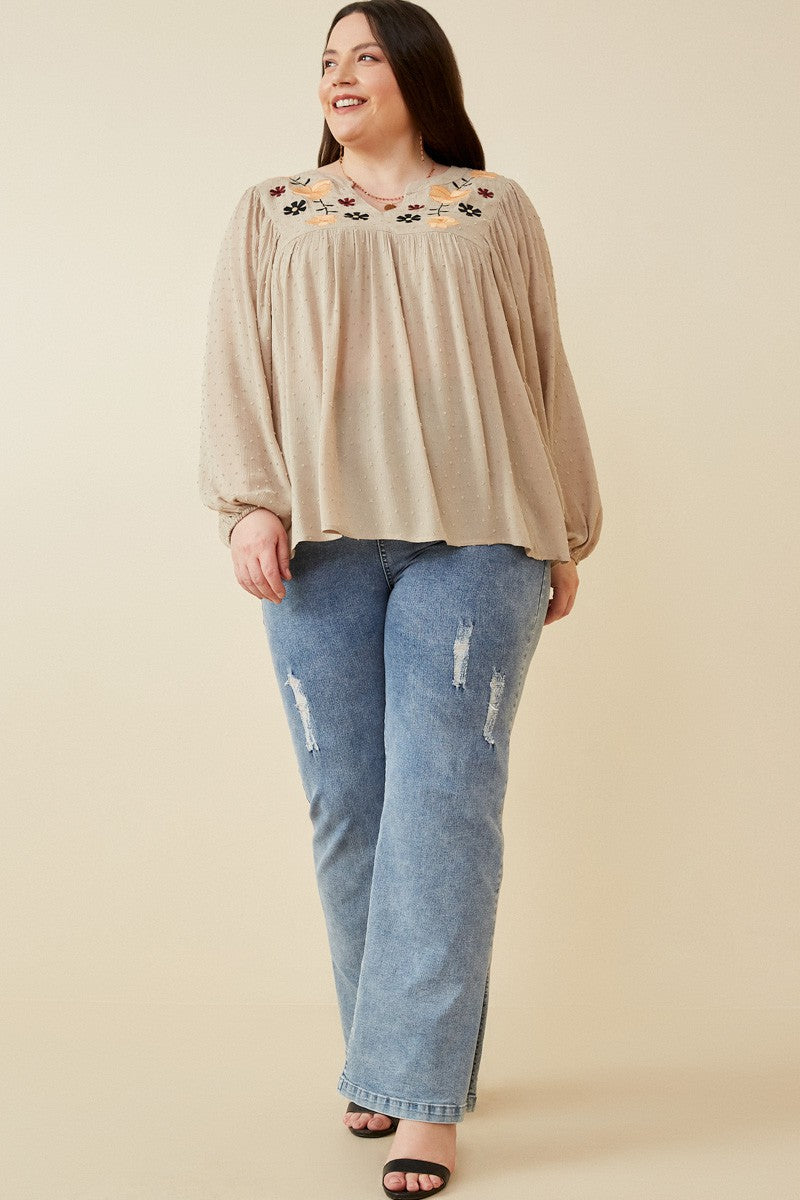 Gemma Swiss Dot Long Sleeve | Taupe