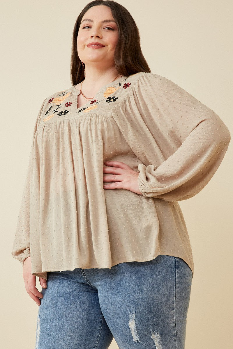 Gemma Swiss Dot Long Sleeve | Taupe