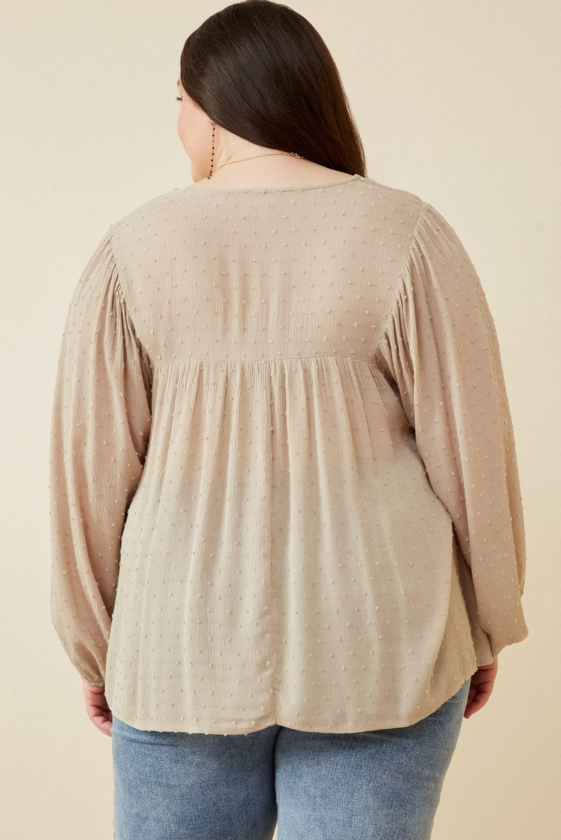 Gemma Swiss Dot Long Sleeve | Taupe