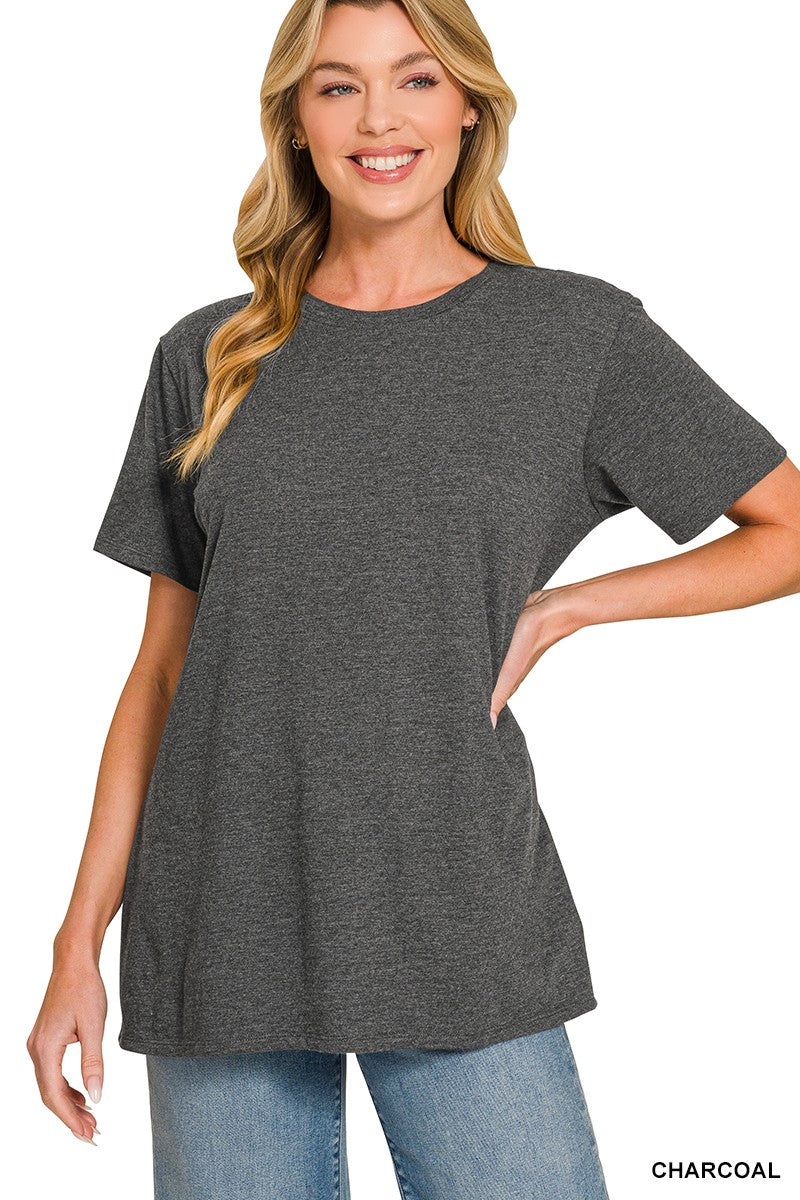 Grace Cotton Boyfriend Tee | Charcoal