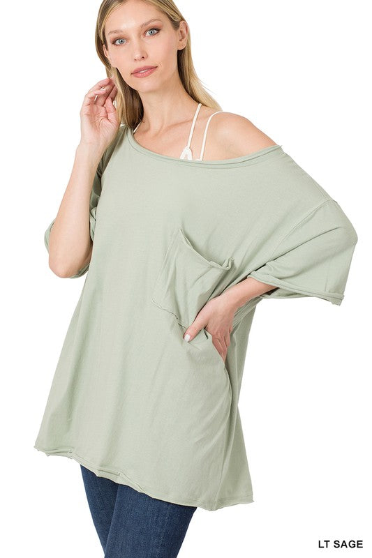 Reese Oversize Boat Neck Boyfriend Tee | Light Sage