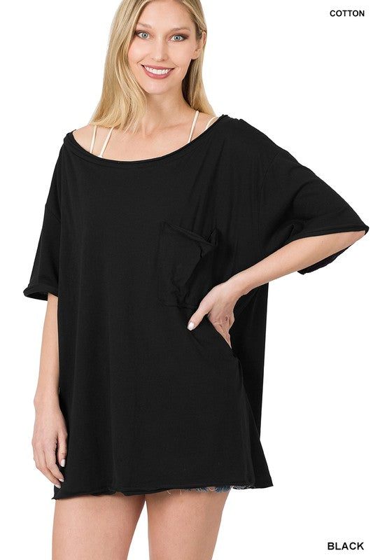 Reese Oversize Boat Neck Boyfriend Tee | Black