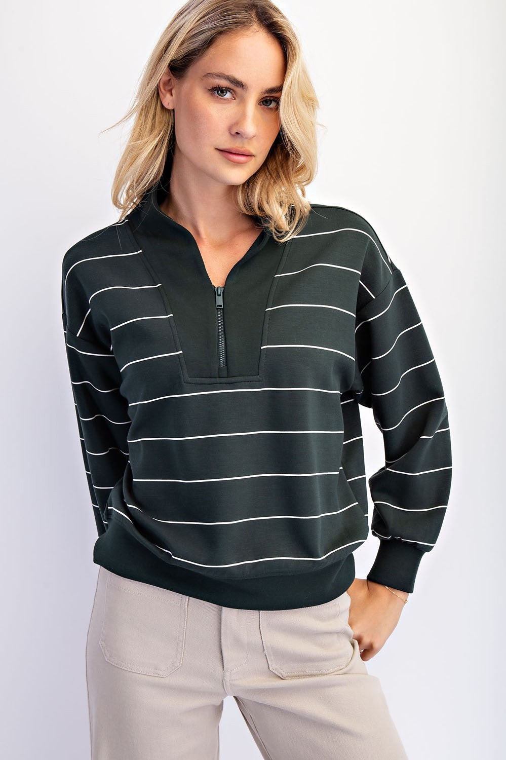 Jayda Half-Zip Scuba Pullover | Regency Green