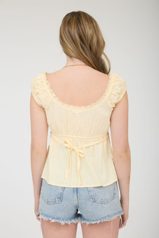 Jocelyn Front Tie Top | Butter Yellow