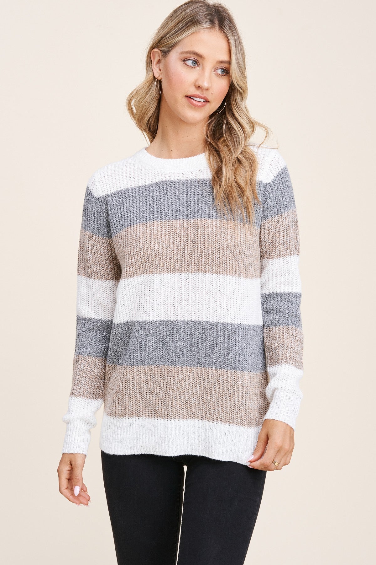 Jolie Colorblock Sweater | Grey/Taupe