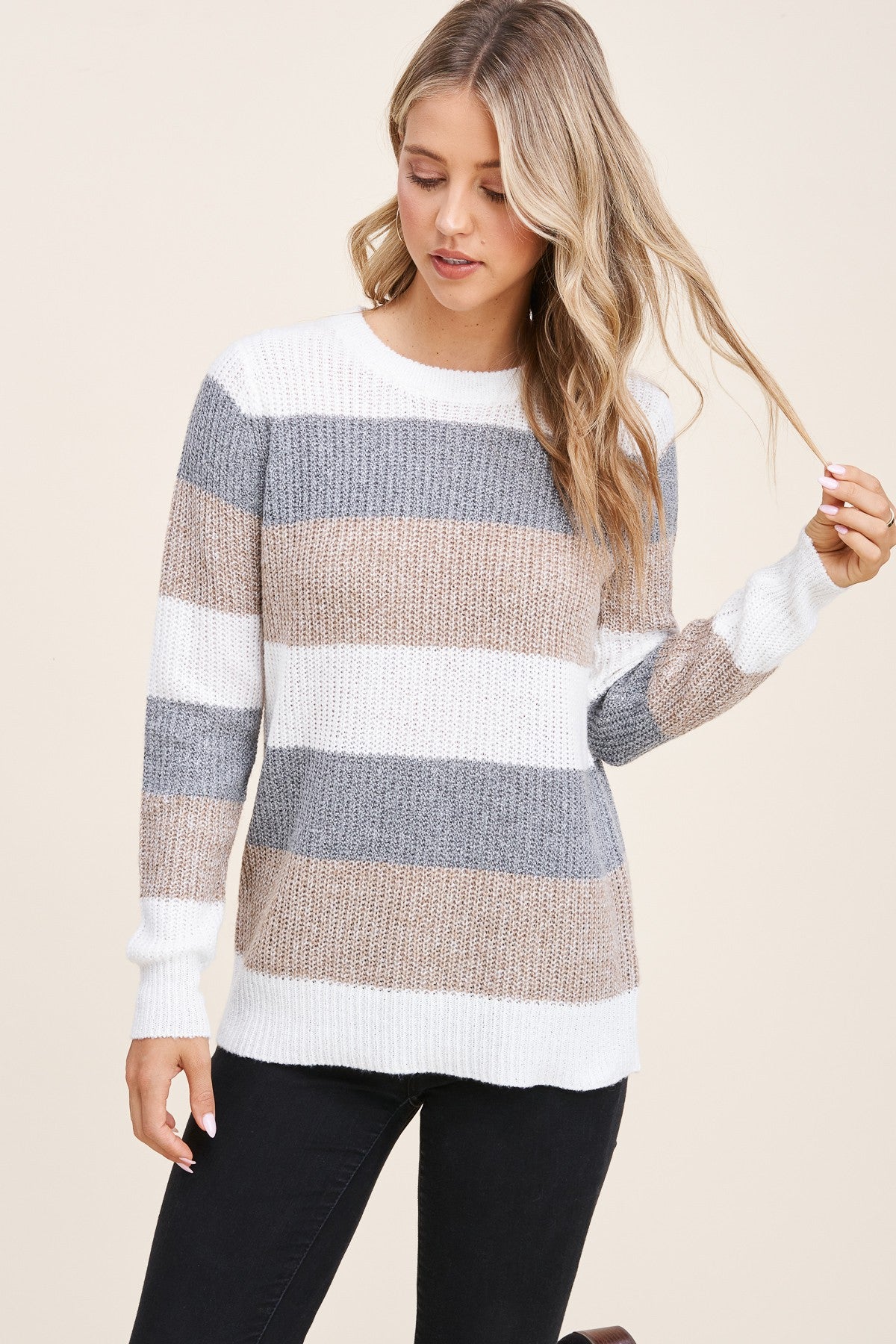 Jolie Colorblock Sweater | Grey/Taupe