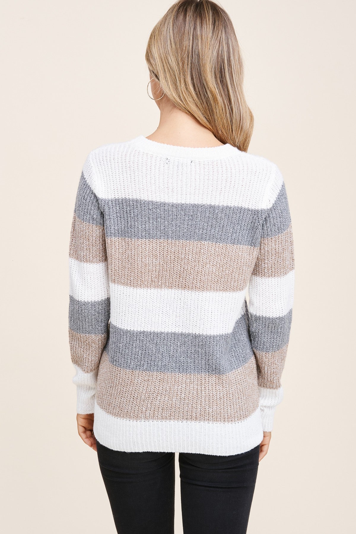 Jolie Colorblock Sweater | Grey/Taupe