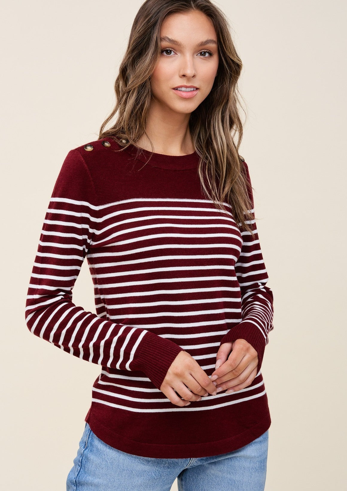 Kemper Striped Sweater | Burgundy
