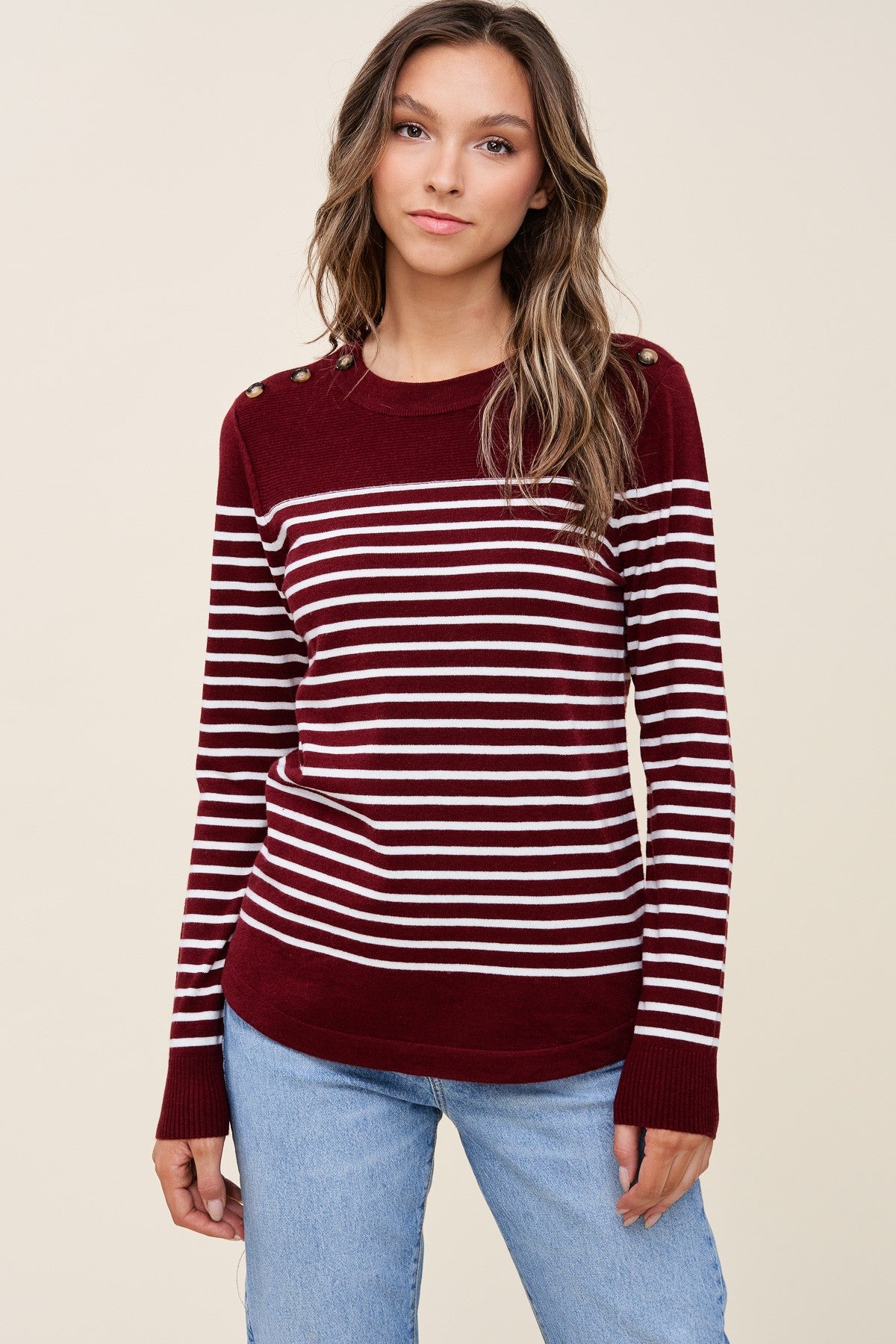Kemper Striped Sweater | Burgundy