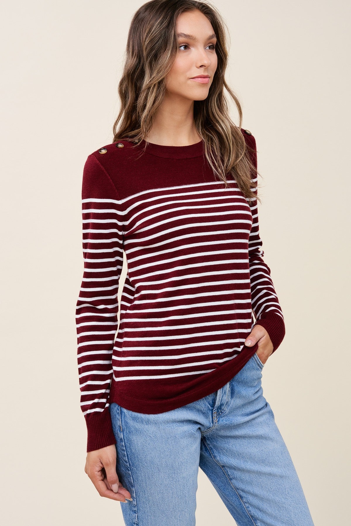 Kemper Striped Sweater | Burgundy
