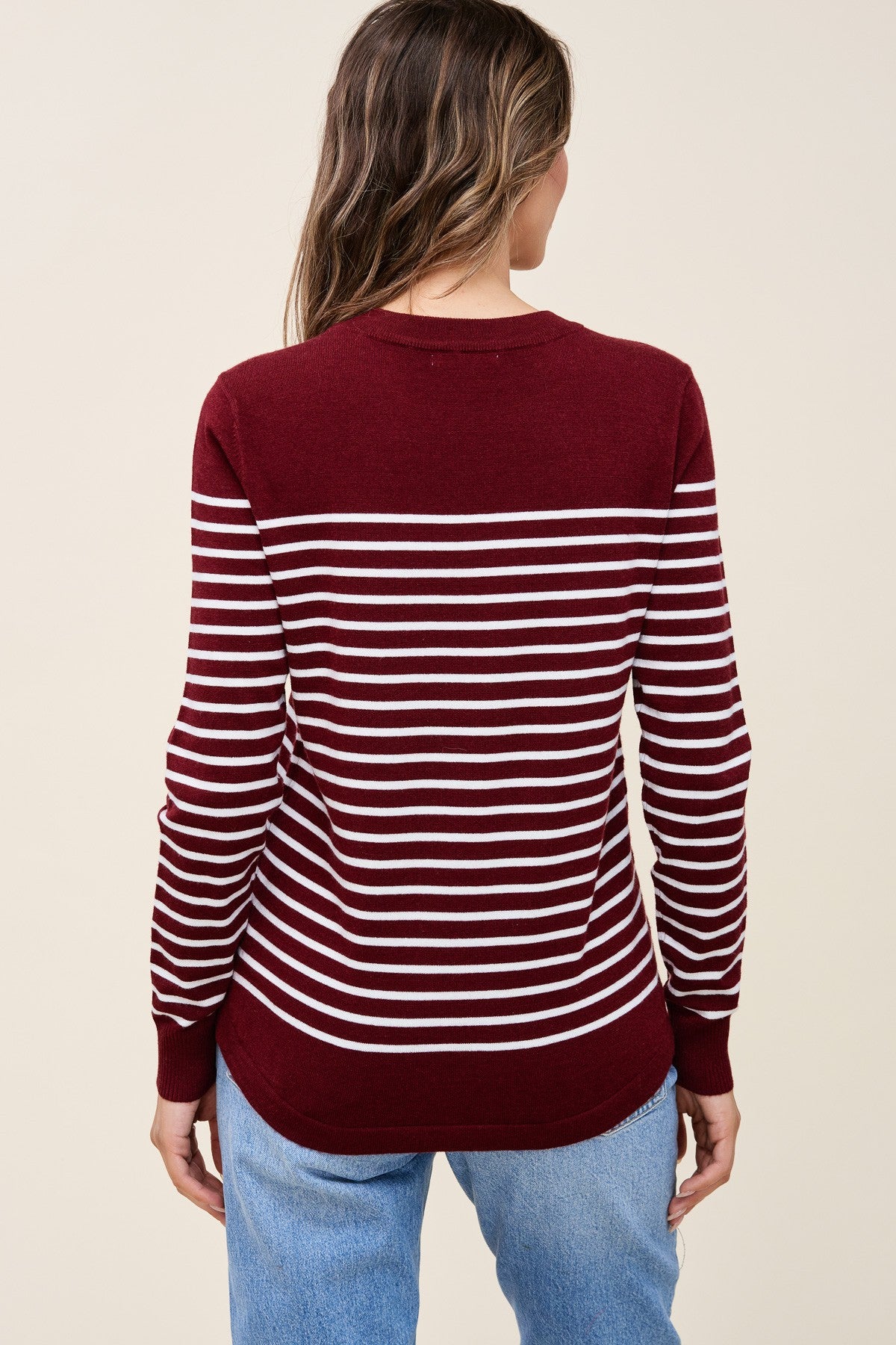 Kemper Striped Sweater | Burgundy