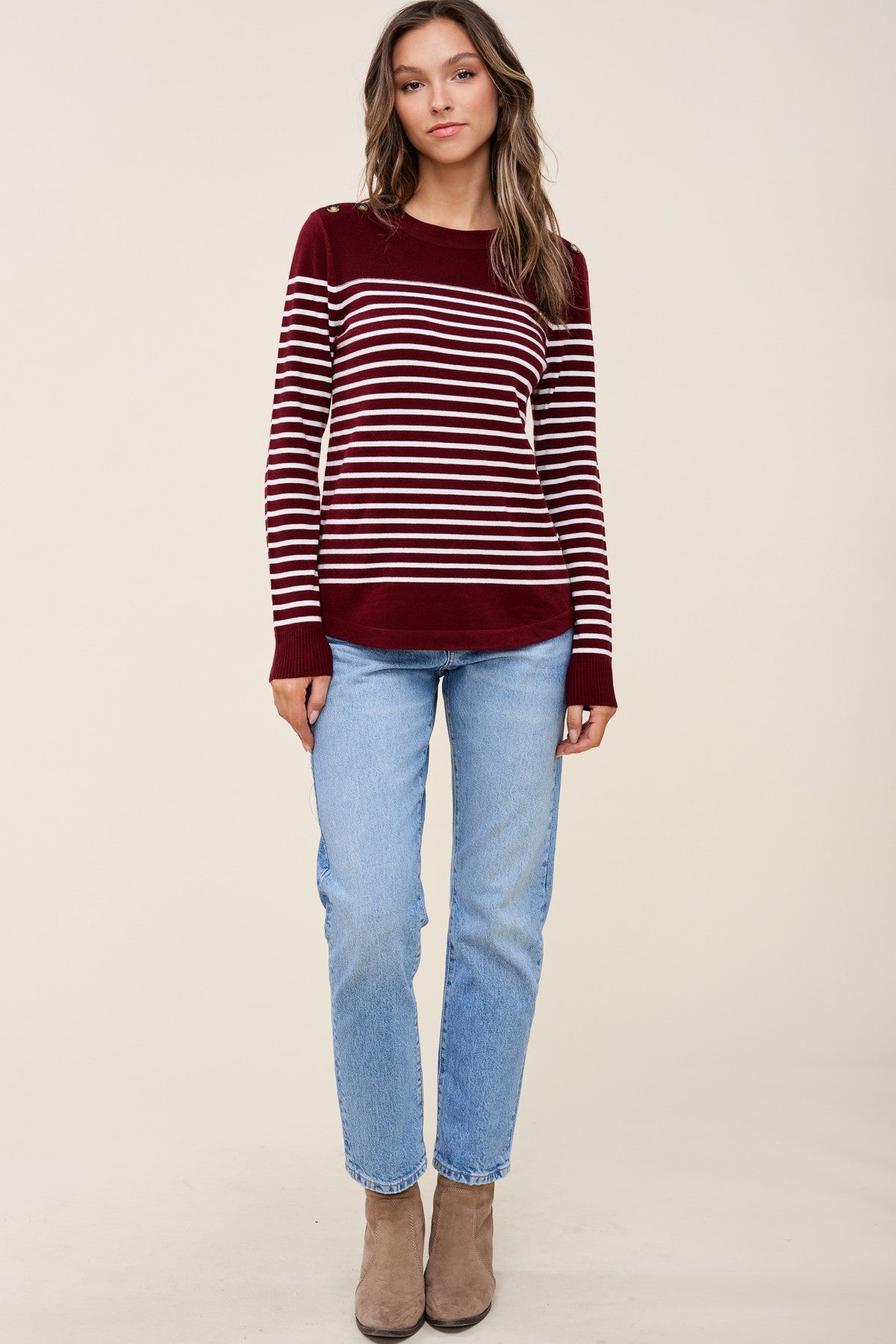 Kemper Striped Sweater | Burgundy