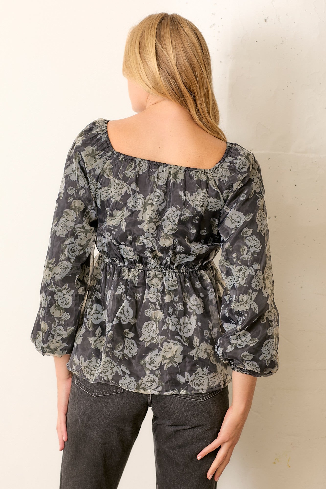 Kendall Floral Smocked Blouse | Black