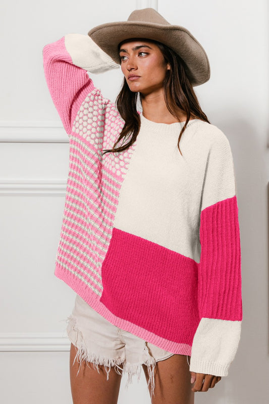 Larkin Color Block Sweater | Pink