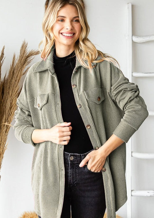 Laura Textured Button Down | Olive